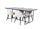 Venture Home Leif & Velvet Rektangulära Matbord 200 x 90 Svart + Matstolar 2-pack Beige