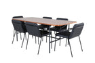 Venture Home Tvist & Uno Matstolar 2-pack Svart + Rektangulära Matbord 200 x 90 Nature