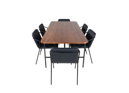 Venture Home Tvist & Uno Matstolar 2-pack Svart + Rektangulära Matbord 200 x 90 Nature