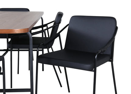 Venture Home Tvist & Uno Matstolar 2-pack Svart + Rektangulära Matbord 200 x 90 Nature