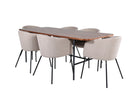 Venture Home Berit & Uno Matstolar Beige + Rektangulära Matbord 200 x 90 Nature