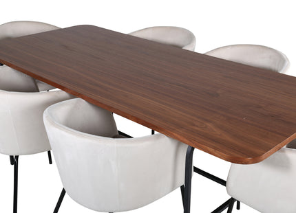 Venture Home Berit & Uno Matstolar Beige + Rektangulära Matbord 200 x 90 Nature