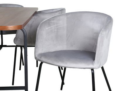 Venture Home Berit & Uno Matstolar Grå + Rektangulära Matbord 200 x 90 Nature