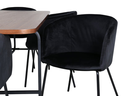 Venture Home Berit & Uno Matstolar Svart + Rektangulära Matbord 200 x 90 Nature