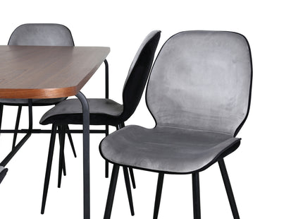 Venture Home Emma & Uno Matstolar 2-pack Grå + Rektangulära Matbord 200 x 90 Nature