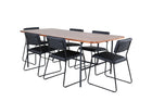 Venture Home Kenth & Uno Matstolar 2-pack Svart + Rektangulära Matbord 200 x 90 Nature