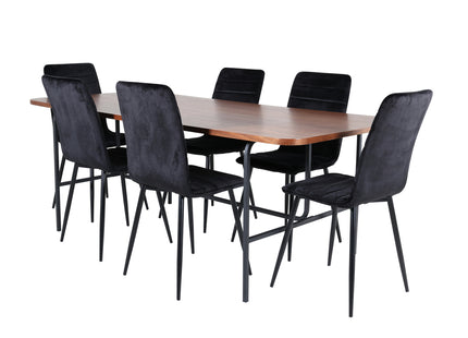 Venture Home Uno & Windu Rektangulära Matbord 200 x 90 Nature + Matstolar 2-pack Svart