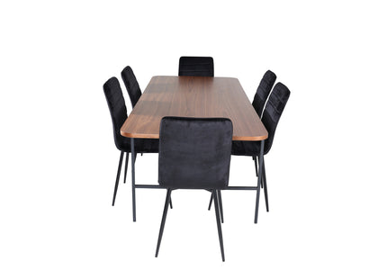 Venture Home Uno & Windu Rektangulära Matbord 200 x 90 Nature + Matstolar 2-pack Svart
