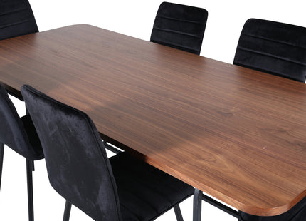 Venture Home Uno & Windu Rektangulära Matbord 200 x 90 Nature + Matstolar 2-pack Svart