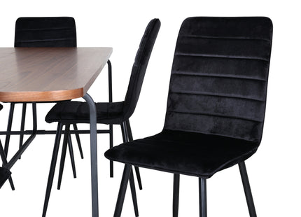 Venture Home Uno & Windu Rektangulära Matbord 200 x 90 Nature + Matstolar 2-pack Svart