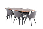 Venture Home Uno & Velvet Rektangulära Matbord 200 x 90 Nature + Matstolar 2-pack Grå