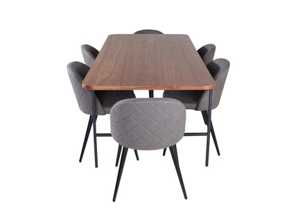 Venture Home Uno & Velvet Rektangulära Matbord 200 x 90 Nature + Matstolar 2-pack Grå