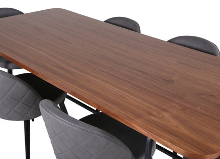 Venture Home Uno & Velvet Rektangulära Matbord 200 x 90 Nature + Matstolar 2-pack Grå