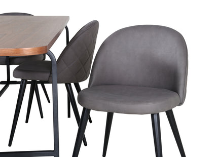 Venture Home Uno & Velvet Rektangulära Matbord 200 x 90 Nature + Matstolar 2-pack Grå