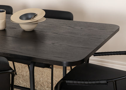 Venture Home Tvist & Uno Matstolar 2-pack Svart + Rektangulära Matbord 200 x 90 Svart