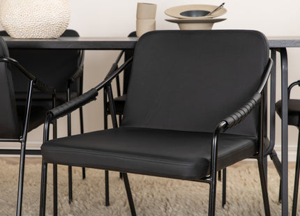 Venture Home Tvist & Uno Matstolar 2-pack Svart + Rektangulära Matbord 200 x 90 Svart