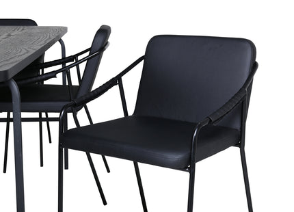 Venture Home Tvist & Uno Matstolar 2-pack Svart + Rektangulära Matbord 200 x 90 Svart