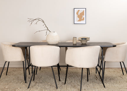 Venture Home Berit & Uno Matstolar Beige + Rektangulära Matbord 200 x 90 Svart