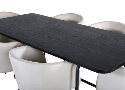 Venture Home Berit & Uno Matstolar Beige + Rektangulära Matbord 200 x 90 Svart
