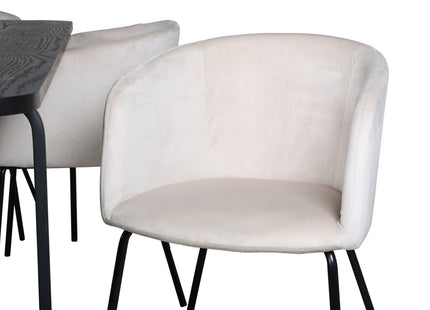 Venture Home Berit & Uno Matstolar Beige + Rektangulära Matbord 200 x 90 Svart