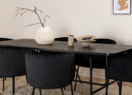 Venture Home Berit & Uno Matstolar Svart + Rektangulära Matbord 200 x 90 Svart