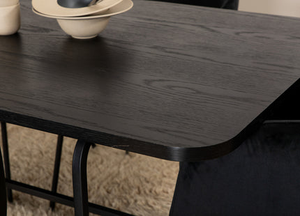 Venture Home Berit & Uno Matstolar Svart + Rektangulära Matbord 200 x 90 Svart