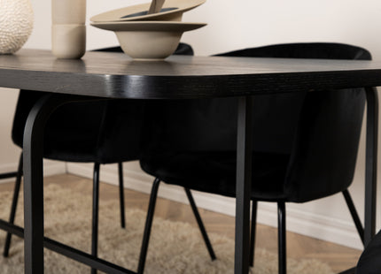 Venture Home Berit & Uno Matstolar Svart + Rektangulära Matbord 200 x 90 Svart