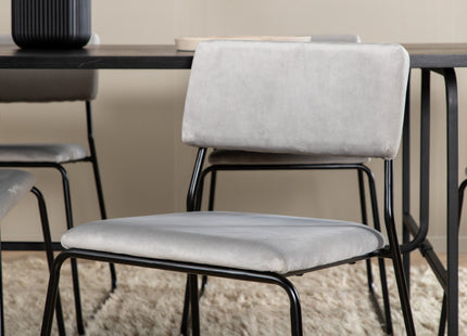 Venture Home Kenth & Uno Matstolar 2-pack Grå + Rektangulära Matbord 200 x 90 Svart