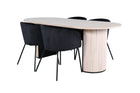 Venture Home Berit & Bianca Matstolar Svart + Ovala Matbord 200 x 90 Whitewash