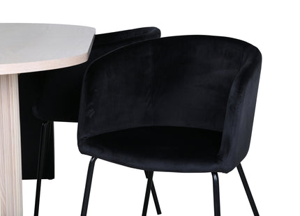 Venture Home Berit & Bianca Matstolar Svart + Ovala Matbord 200 x 90 Whitewash