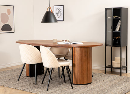 Venture Home Bianca & Velvet Ovala Matbord 200 x 90 Valnöt + Matstolar 2-pack Beige