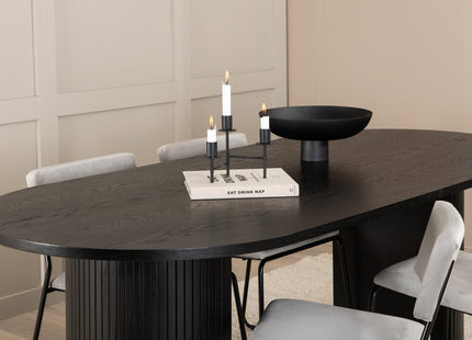 Venture Home Kenth & Bianca Matstolar 2-pack Grå + Ovala Matbord 200 x 90 Svart