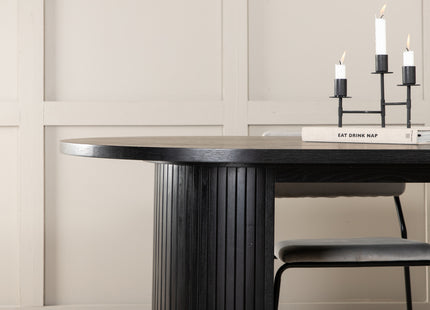 Venture Home Kenth & Bianca Matstolar 2-pack Grå + Ovala Matbord 200 x 90 Svart