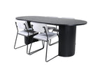 Venture Home Kenth & Bianca Matstolar 2-pack Grå + Ovala Matbord 200 x 90 Svart