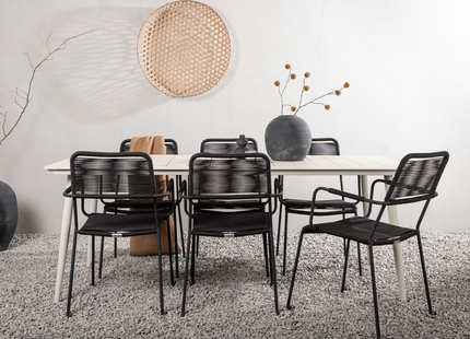 Venture Home Lina & Lindos Matgrupp Utomhus Med 6st Matstolar Svart/Beige