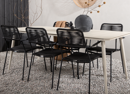 Venture Home Lina & Lindos Matgrupp Utomhus Med 6st Matstolar Svart/Beige