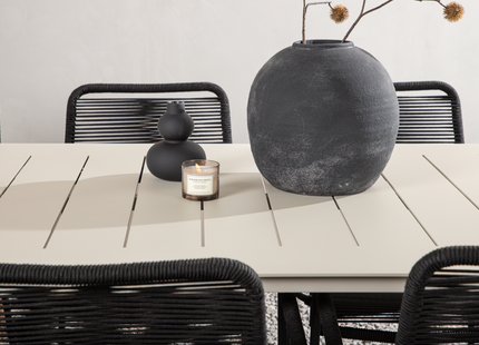 Venture Home Lina & Lindos Matgrupp Utomhus Med 6st Matstolar Svart/Beige