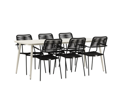 Venture Home Lina & Lindos Matgrupp Utomhus Med 6st Matstolar Svart/Beige