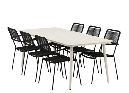 Venture Home Lina & Lindos Matgrupp Utomhus Med 6st Matstolar Svart/Beige