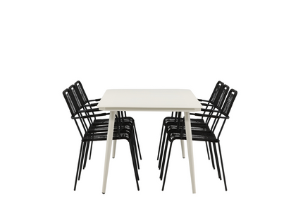 Venture Home Lina & Lindos Matgrupp Utomhus Med 6st Matstolar Svart/Beige