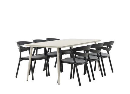 Venture Home Slit & Lina Matgrupp Utomhus Med 6st Matstolar Svart/Beige