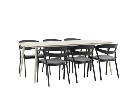 Venture Home Slit & Lina Matgrupp Utomhus Med 6st Matstolar Svart/Beige