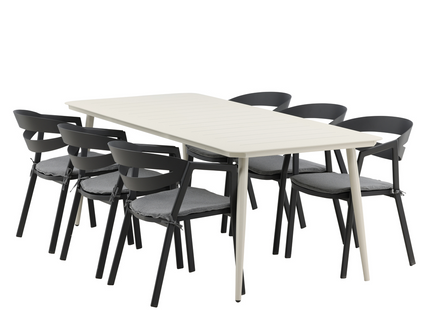 Venture Home Slit & Lina Matgrupp Utomhus Med 6st Matstolar Svart/Beige