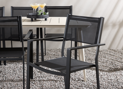 Venture Home Lina & Copacabana Matgrupp Utomhus Med 6st Matstolar Svart/Beige