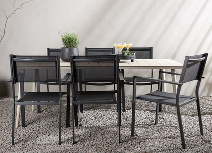Venture Home Lina & Copacabana Matgrupp Utomhus Med 6st Matstolar Svart/Beige