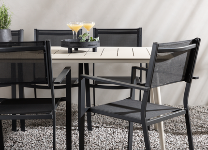 Venture Home Lina & Copacabana Matgrupp Utomhus Med 6st Matstolar Svart/Beige