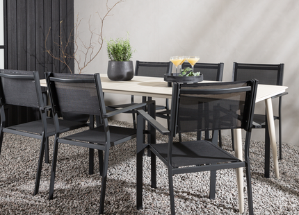 Venture Home Lina & Copacabana Matgrupp Utomhus Med 6st Matstolar Svart/Beige