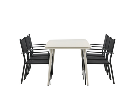 Venture Home Lina & Copacabana Matgrupp Utomhus Med 6st Matstolar Svart/Beige