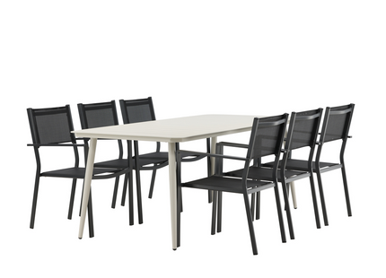 Venture Home Lina & Copacabana Matgrupp Utomhus Med 6st Matstolar Svart/Beige