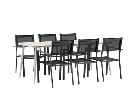 Venture Home Lina & Copacabana Matgrupp Utomhus Med 6st Matstolar Svart/Beige